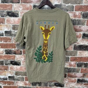 Vintage 90s Wildlife Conservation Society Member Giraffe T-Shirt Size XL Green
